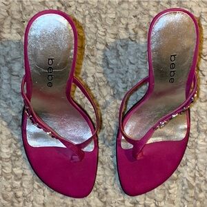 Bebe Fuchsia and Silver Women's Sandals
